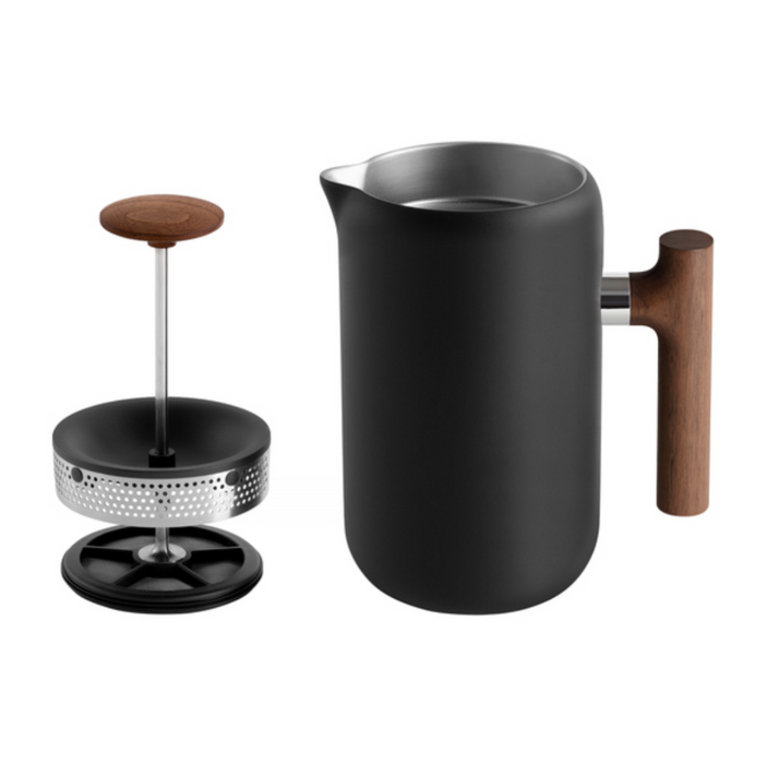 Fellow Clara – French Press – Matte Black with Walnut Handle
