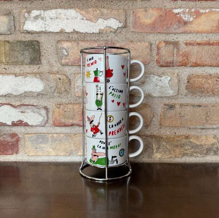 Bialetti Italia - Set of 4 Cappuccino cups and holder