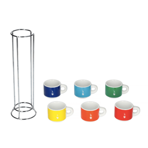 Bialetti Color – Set of 6 Espresso Cups + Holder (Multicolor)
