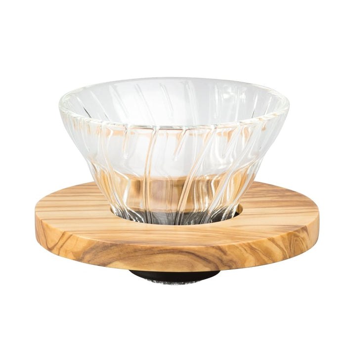Hario V60-01 Glass Dripper – Olive Wood