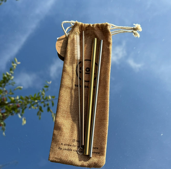 SOL Straw Kit – 3 Reusable Straws + Brush + Bag