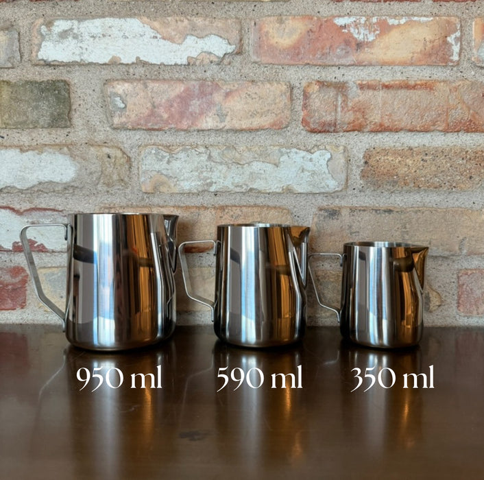 Joe Frex Milk Jug – Stainless Steel – available in 350 ml, 590 ml and 950 ml