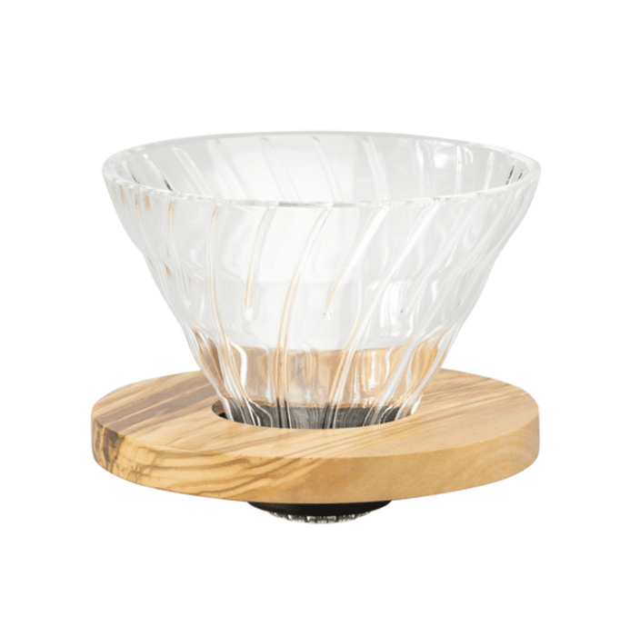 Hario V60-02 Glass Dripper – Olive Wood