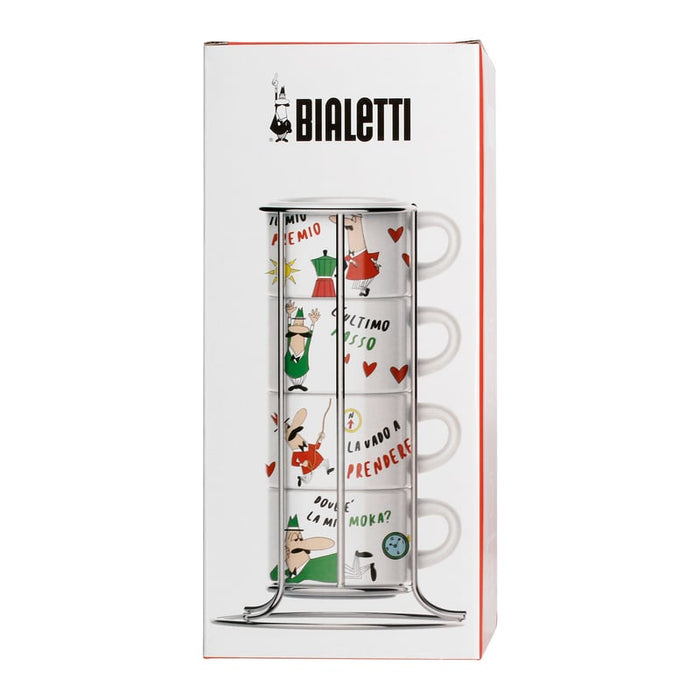 Bialetti Italia - Set of 4 Cappuccino cups and holder