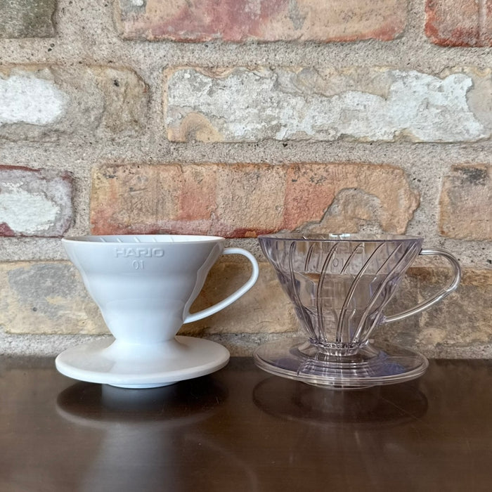 Hario V60-01 Dripper – Clear or White Plastic (VDR-01-W)