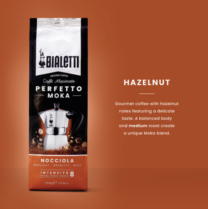 Bialetti Perfetto Moka Hazelnut (Nocciola) – Ground coffee – 250 g