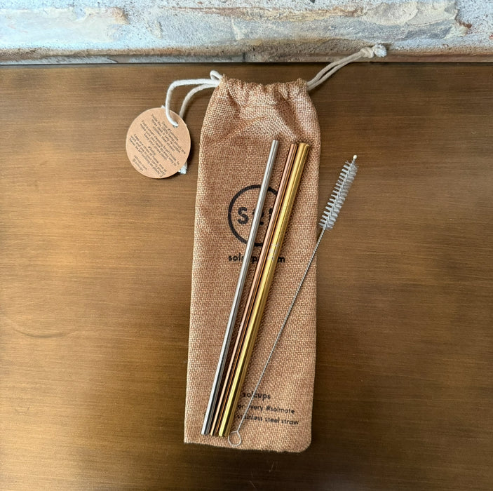 SOL Straw Kit – 3 Reusable Straws + Brush + Bag