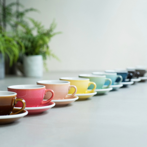 Loveramics Egg – Flat White Cup with saucer 150 ml (multiple colors)