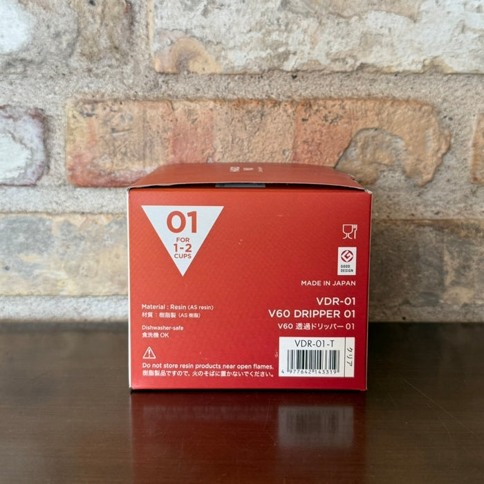 Hario V60-01 Dripper – Clear or White Plastic (VDR-01-W)