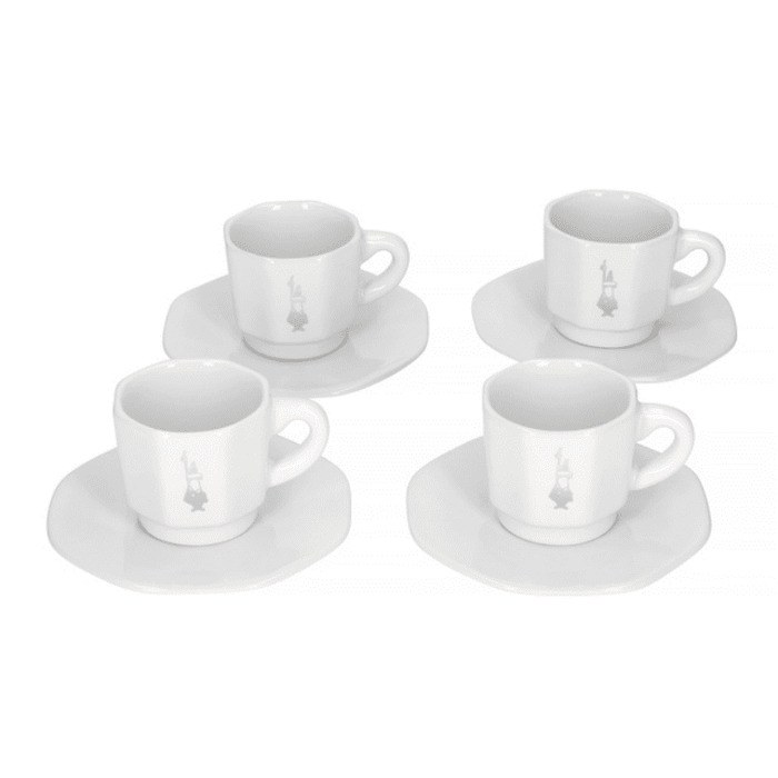 Bialetti – Set of 4 cups &amp; saucers (White, 60 ml)