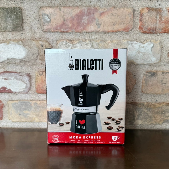Bialetti Moka Express - Matte Black 3 Cups - Moka Lovers Collection