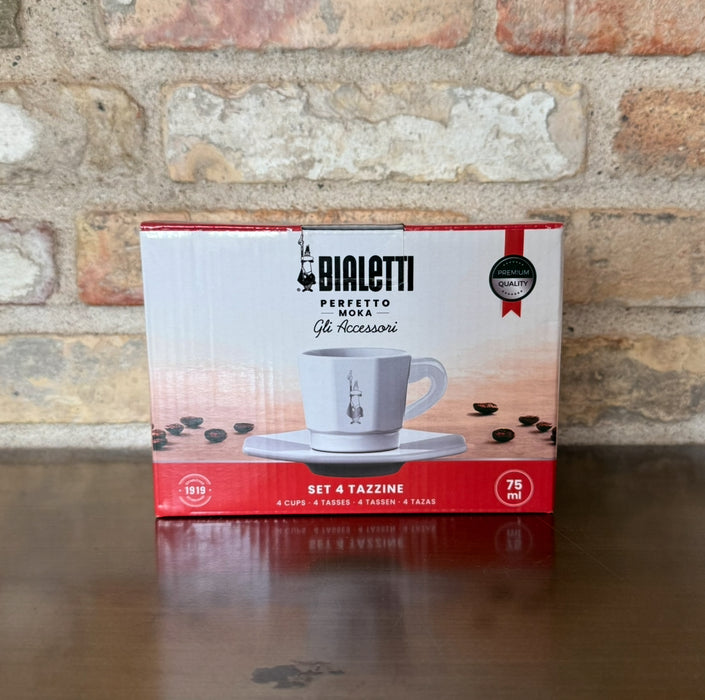 Bialetti – Set of 4 cups &amp; saucers (White, 60 ml)