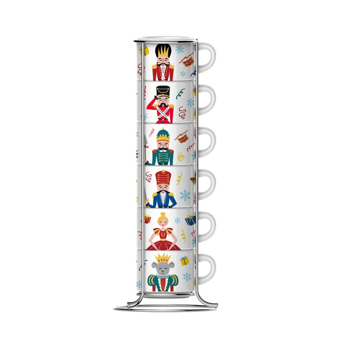Bialetti Nutcracker - Set of 6 Espresso cups and holder