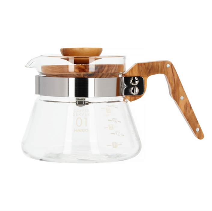 Hario Coffee Server Glass Jug 400 ml – Olive Wood (VCWN-40-OV)
