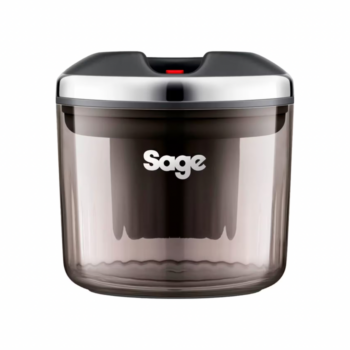 Sage vakuumbeholder til kaffe med lufttæt låg og tonet transparent design vist på lys baggrund som minimalistisk produktfoto.