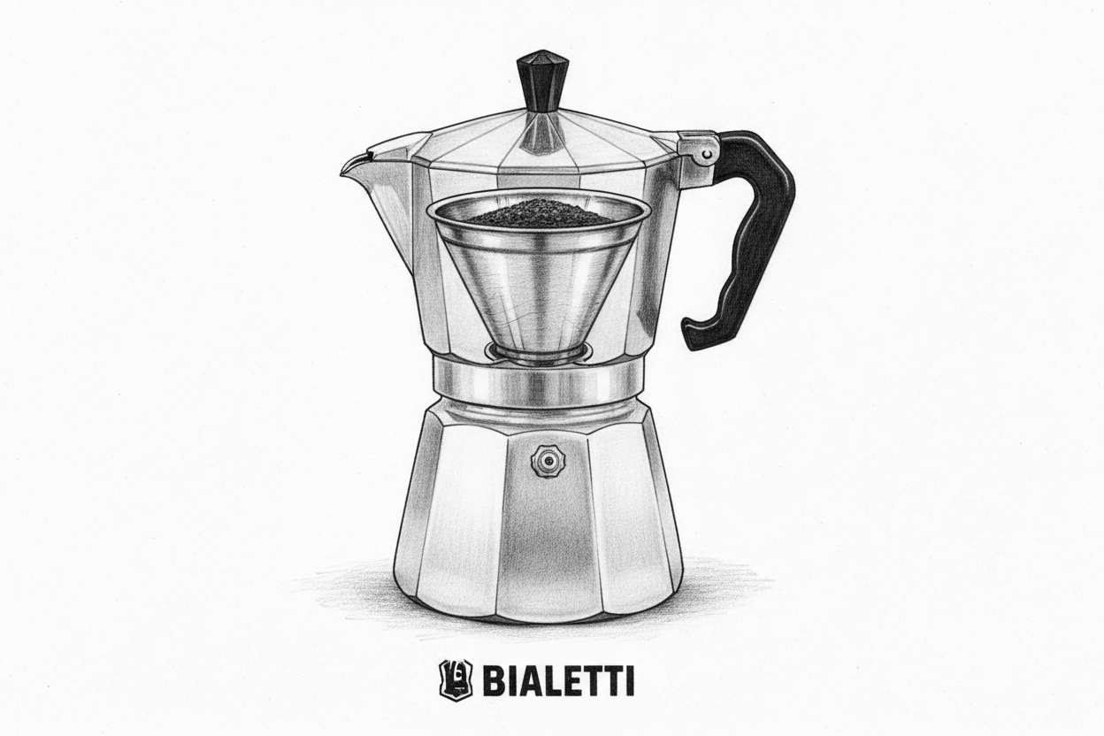 Bialetti moka kande tegnet 